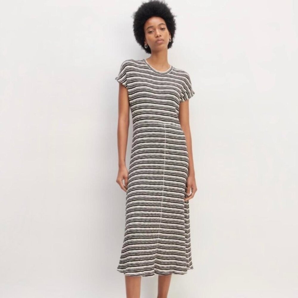 Everlane Black and White Sheath Organic Cotton Midi Dress